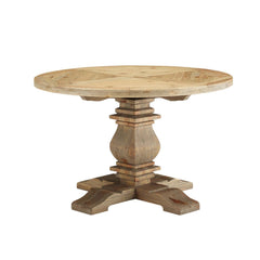 Column Brown 47" Round Pine Wood Dining Table - Ornate Home