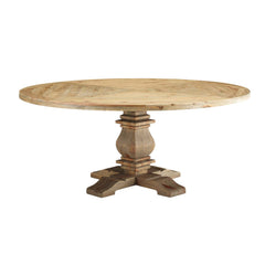 Column Brown 71" Round Pine Wood Dining Table - Ornate Home
