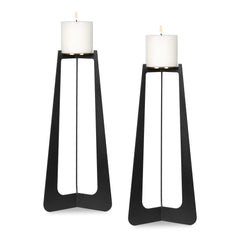 Columnar Black Candleholders (Set of 2) - Ornate Home