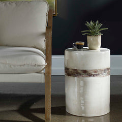Comanche White Ceramic Garden Stool - Ornate Home
