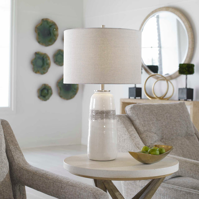 Comanche White Crackle Table Lamp - Ornate Home