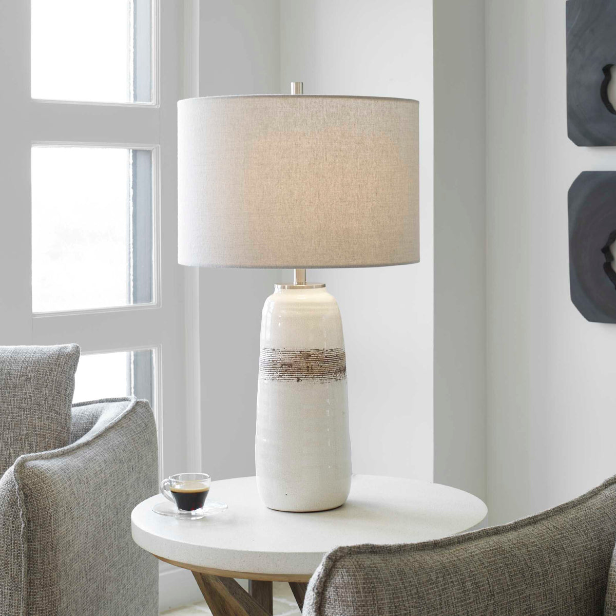 Comanche White Crackle Table Lamp - Ornate Home