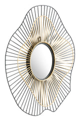 Comet Black & Gold Round Mirror