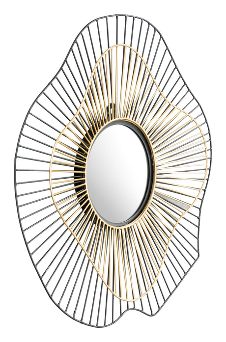Comet Black & Gold Round Mirror - Ornate Home