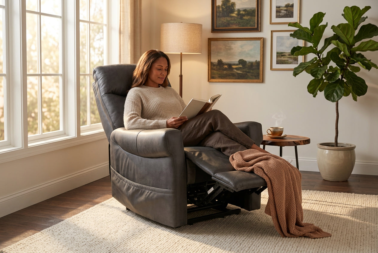 ComfortRise Granite Infinite Position Lift Chair with Power Headrest & Lumbar Support - Ornate Home