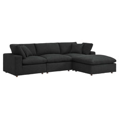 Commix Black 4-Piece Down Filled Overstuffed Boucle Fabric Sectional Sofa - Ornate Home