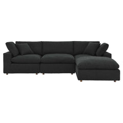 Commix Black 4-Piece Down Filled Overstuffed Boucle Fabric Sectional Sofa - Ornate Home