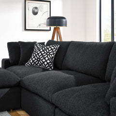 Commix Black 4-Piece Down Filled Overstuffed Boucle Fabric Sectional Sofa - Ornate Home