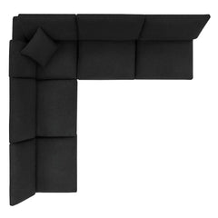 Commix Black 5-Piece Down Filled Overstuffed Boucle Fabric Sectional Sofa - 40x119" - Ornate Home