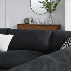 Commix Black 5-Piece Down Filled Overstuffed Boucle Fabric Sectional Sofa - 40x119" - Ornate Home