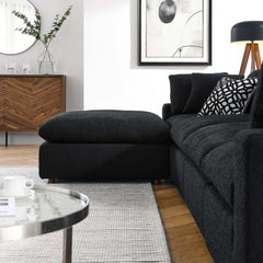 Commix Black 5-Piece Down Filled Overstuffed Boucle Fabric Sectional Sofa - 80x160" - Ornate Home