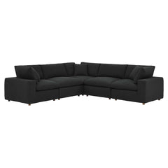 Commix Black 5-Piece Down Filled Overstuffed Boucle Sectional Sofa - Ornate Home