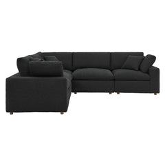 Commix Black 5-Piece Down Filled Overstuffed Boucle Sectional Sofa - Ornate Home