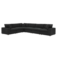 Commix Black 6-Piece Down Filled Overstuffed Boucle Fabric Sectional Sofa - 40x159" - Ornate Home