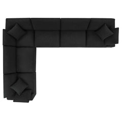 Commix Black 6-Piece Down Filled Overstuffed Boucle Fabric Sectional Sofa - 40x159" - Ornate Home