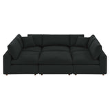 Commix Black 6-Piece Down Filled Overstuffed Boucle Fabric Sectional Sofa - 80x120" - Ornate Home