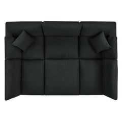 Commix Black 6-Piece Down Filled Overstuffed Boucle Fabric Sectional Sofa - 80x120" - Ornate Home