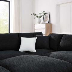 Commix Black 6-Piece Down Filled Overstuffed Boucle Fabric Sectional Sofa - 80x120" - Ornate Home