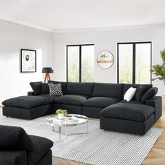 Commix Black 6-Piece Down Filled Overstuffed Boucle Sectional Sofa - Ornate Home