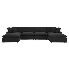 Commix Black 6-Piece Down Filled Overstuffed Boucle Sectional Sofa - Ornate Home