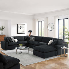 Commix Black 7-Piece Down Filled Overstuffed Boucle Sectional Sofa - Ornate Home