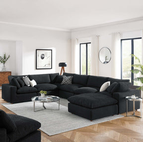 Commix Black 7-Piece Down Filled Overstuffed Boucle Sectional Sofa - Ornate Home