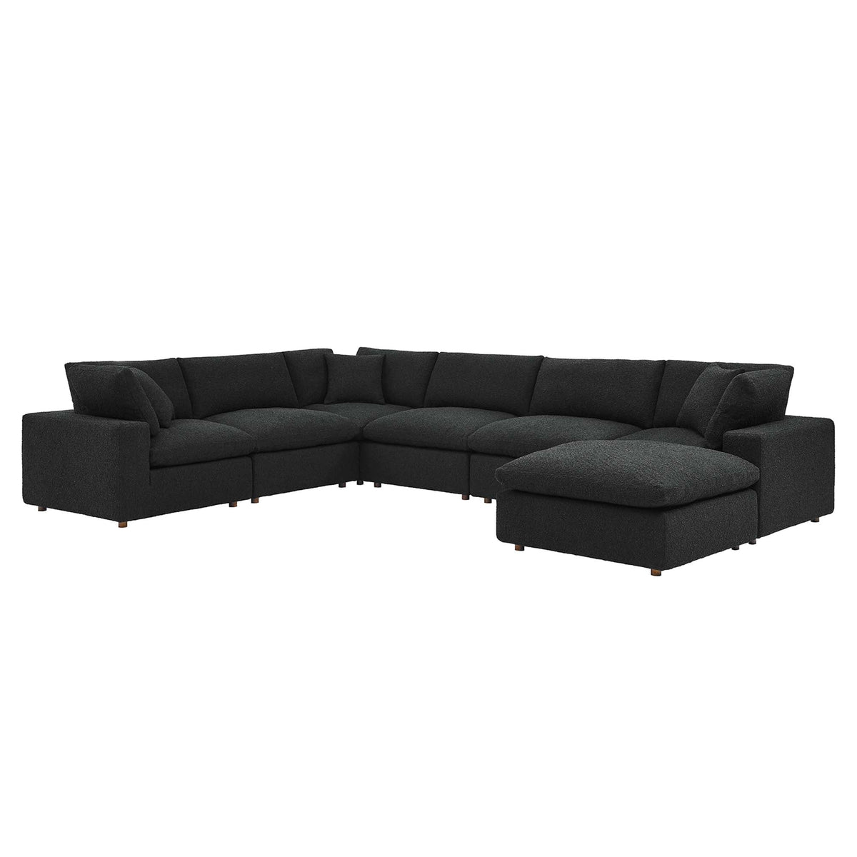 Commix Black 7-Piece Down Filled Overstuffed Boucle Sectional Sofa - Ornate Home