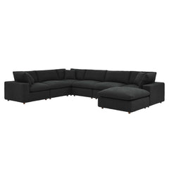 Commix Black 7-Piece Down Filled Overstuffed Boucle Sectional Sofa - Ornate Home