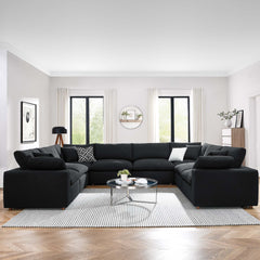 Commix Black 8-Piece Down Filled Overstuffed Boucle Fabric Sectional Sofa - Ornate Home