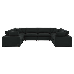 Commix Black 8-Piece Down Filled Overstuffed Boucle Fabric Sectional Sofa - Ornate Home