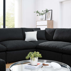 Commix Black 8-Piece Down Filled Overstuffed Boucle Fabric Sectional Sofa - Ornate Home