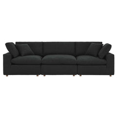 Commix Black Down Filled Overstuffed Boucle Fabric 3-Seater Sofa - Ornate Home