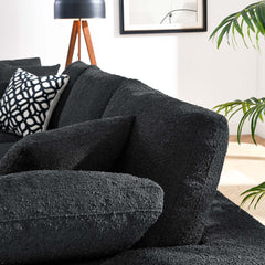Commix Black Down Filled Overstuffed Boucle Fabric 3-Seater Sofa - Ornate Home