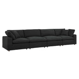Commix Black Down Filled Overstuffed Boucle Fabric 4-Seater Sofa - Ornate Home