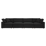 Commix Black Down Filled Overstuffed Boucle Fabric 4-Seater Sofa - Ornate Home