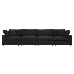 Commix Black Down Filled Overstuffed Boucle Fabric 4-Seater Sofa - Ornate Home