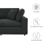 Commix Black Down Filled Overstuffed Boucle Fabric 4-Seater Sofa - Ornate Home