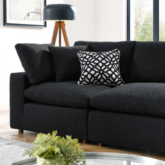 Commix Black Down Filled Overstuffed Boucle Fabric 4-Seater Sofa - Ornate Home