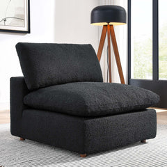 Commix Black Down Filled Overstuffed Boucle Fabric Armless Chair - Ornate Home