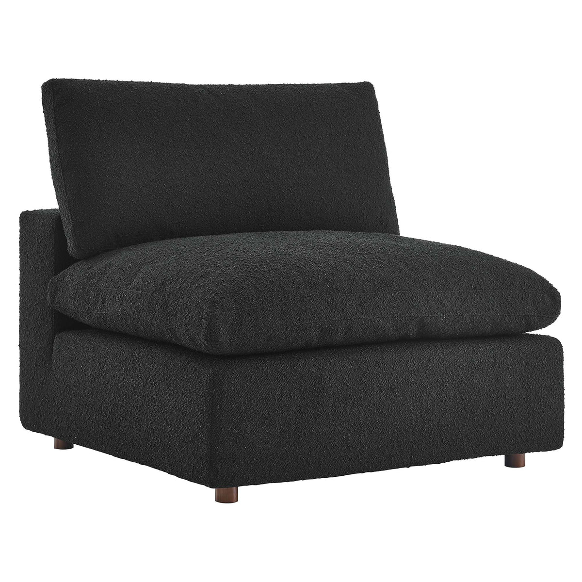 Commix Black Down Filled Overstuffed Boucle Fabric Armless Chair - Ornate Home