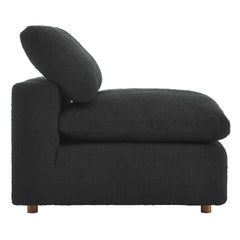 Commix Black Down Filled Overstuffed Boucle Fabric Armless Chair - Ornate Home