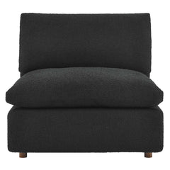 Commix Black Down Filled Overstuffed Boucle Fabric Armless Chair - Ornate Home