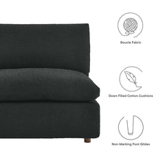 Commix Black Down Filled Overstuffed Boucle Fabric Armless Chair - Ornate Home