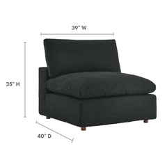 Commix Black Down Filled Overstuffed Boucle Fabric Armless Chair - Ornate Home