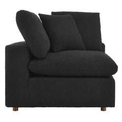 Commix Black Down Filled Overstuffed Boucle Fabric Corner Chair - Ornate Home