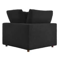 Commix Black Down Filled Overstuffed Boucle Fabric Corner Chair - Ornate Home