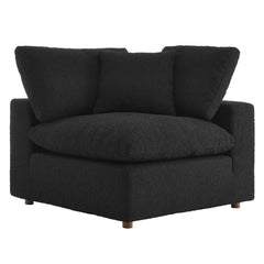 Commix Black Down Filled Overstuffed Boucle Fabric Corner Chair - Ornate Home