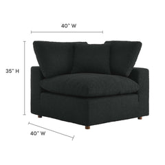Commix Black Down Filled Overstuffed Boucle Fabric Corner Chair - Ornate Home