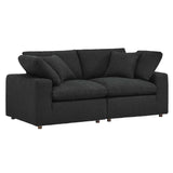 Commix Black Down Filled Overstuffed Boucle Fabric Loveseat - Ornate Home