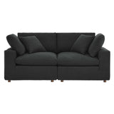 Commix Black Down Filled Overstuffed Boucle Fabric Loveseat - Ornate Home